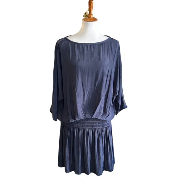 Ramy Brook Slate Blue Sheer Sleeve Drop Waist Mini Dress – Size Small - Picture 6 of 7